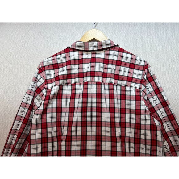Talbots Plus Women's Cotton Button Up Blouse Long Sleeve Size 18W Red White Plai - Picture 11 of 12